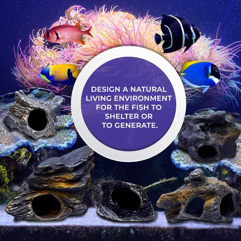 Dr. Miracle's CORISRX BEST OF YOUR LIFESTYLE DR. Moss Cichlid Stone 5 pc Luxury Set - Ceramic Rock Cave Aquarium Decorations - Fish Tank Decor - Image 2
